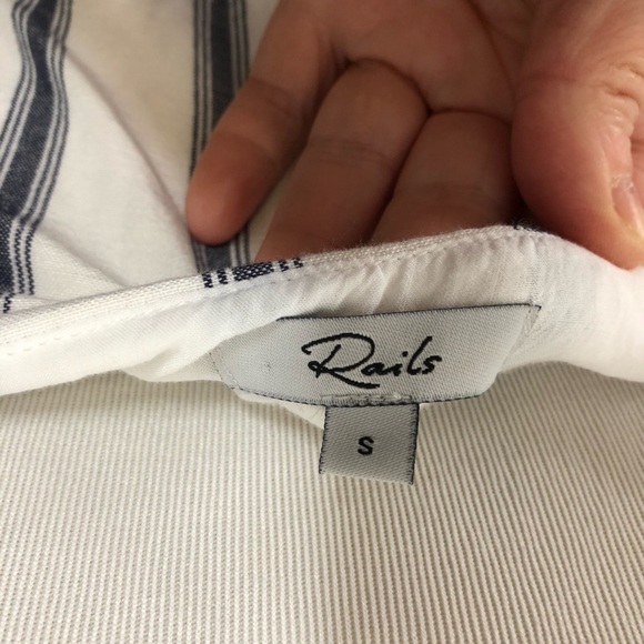 Rails Navy Striped Button Front Strappy Mini Dress Small - Picture 3 of 6